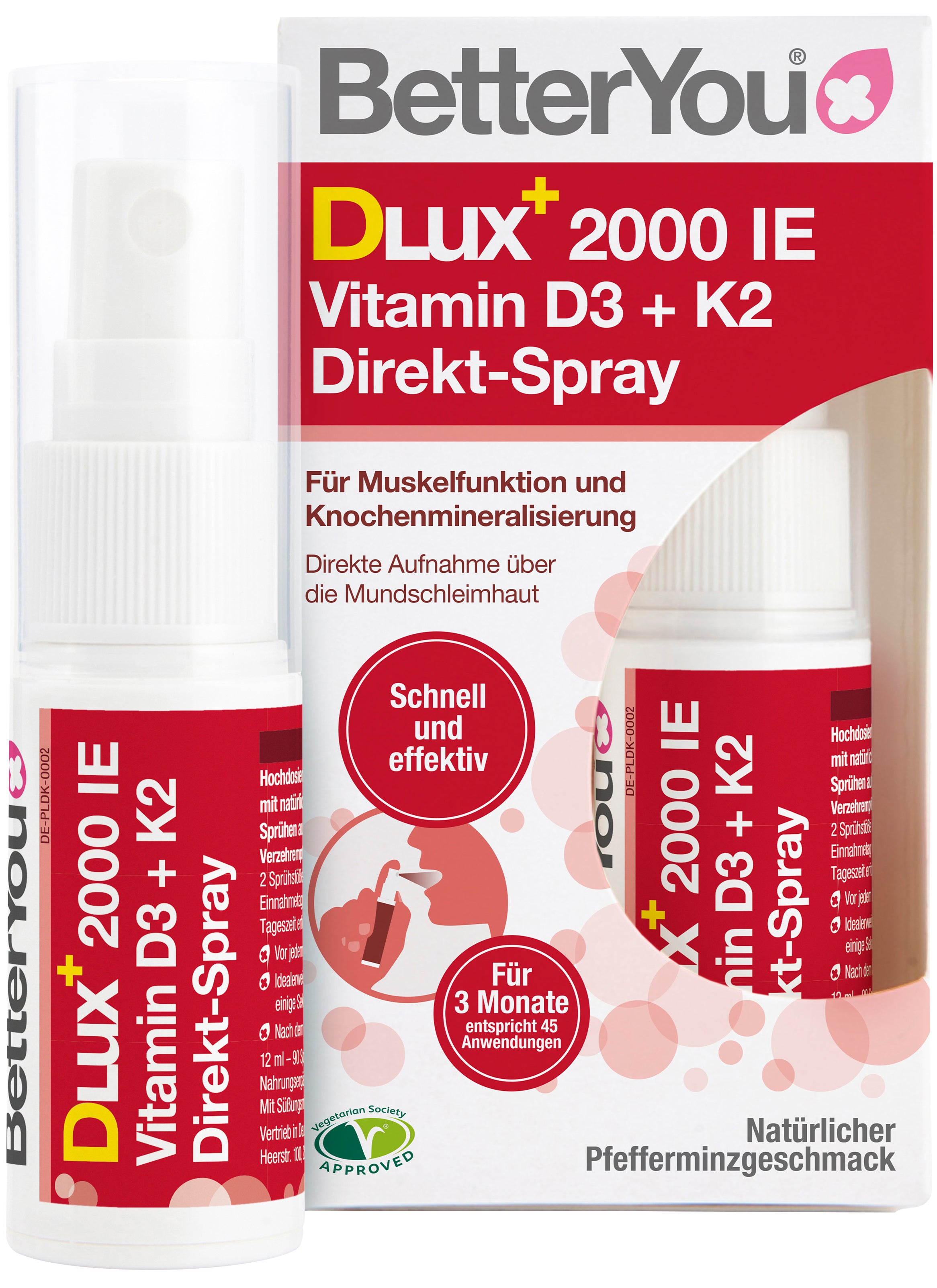 BetterYou Vitamin D3+K2 Direkt-Spray, 12 ml